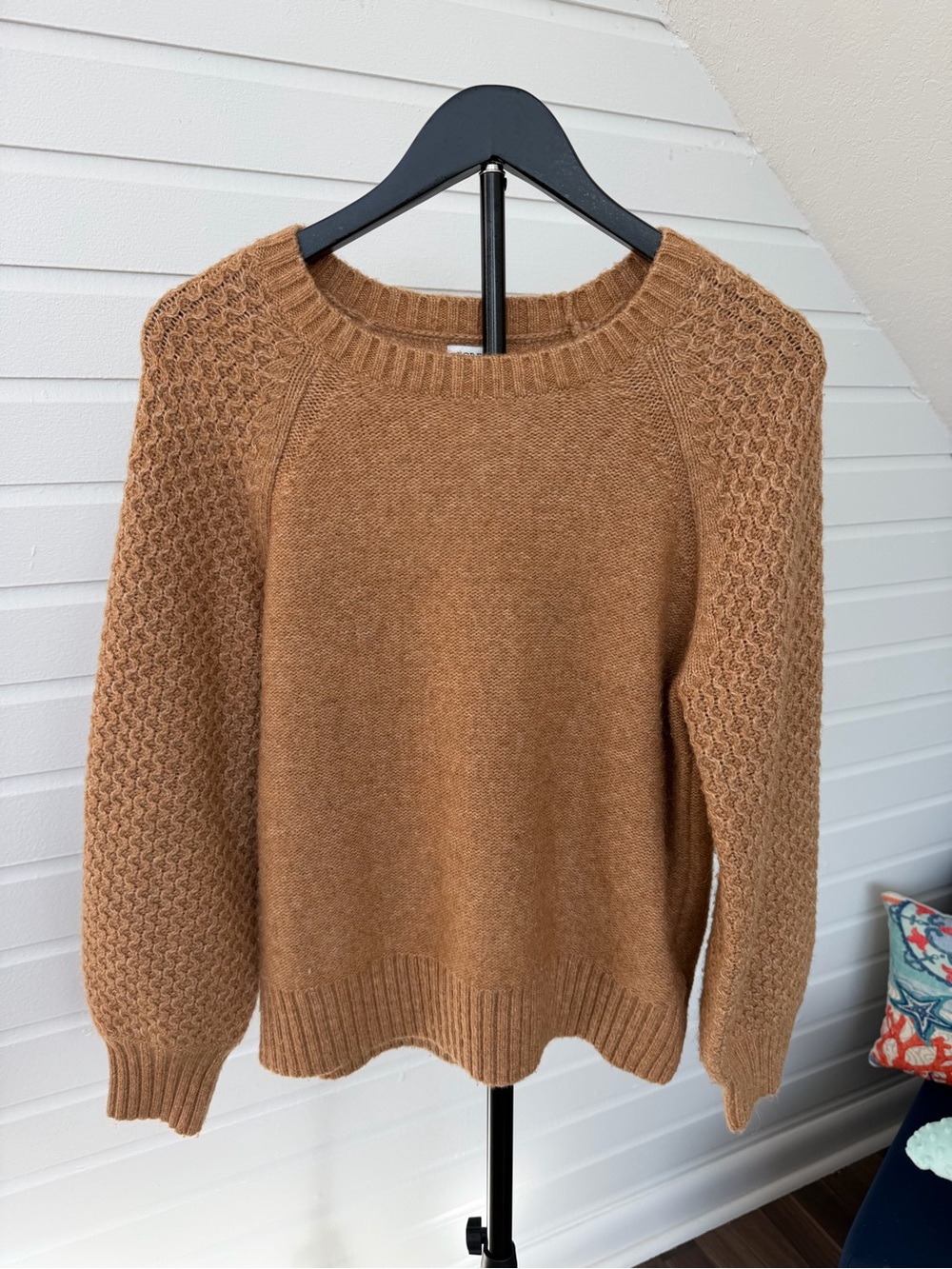 J.Crew Camel Brown Honeycomb Sleeve Knit Sweater Women’s M